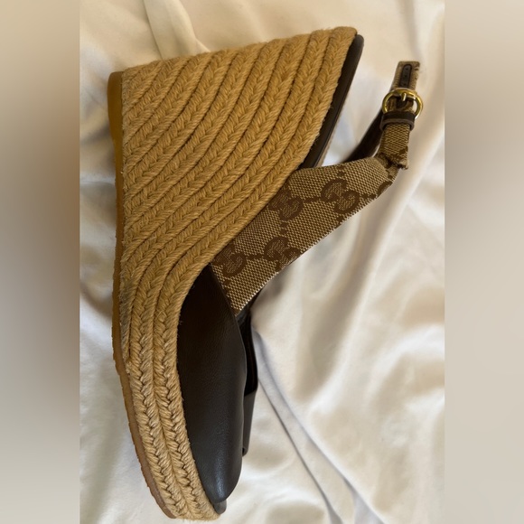 Gucci Slingback Canvas Wedges - Picture 7 of 8